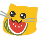 :blobcatnomwatermelon